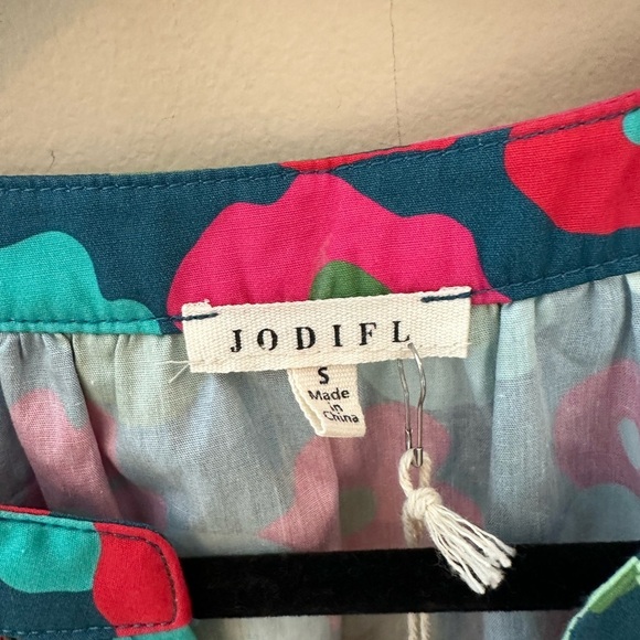 Jodifl colorful vibrant babydoll floral dress long sleeve pockets size S NwT - Picture 7 of 7